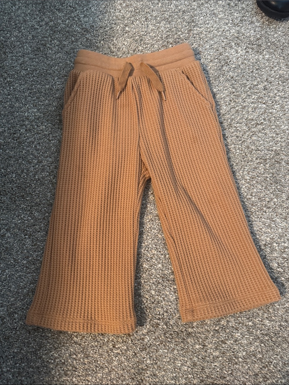 GAP kids 2T Tan Waffle-Knit Drawstring Wide leg pants